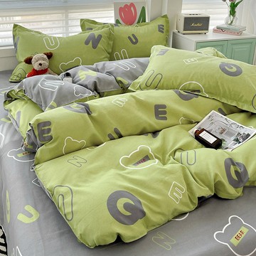 床單 床單被套組 柔軟親膚舒適 三件組 四件組 寢具 被套枕套床單 簡約字母加厚磨毛被套床單四件套學生宿捨四季床上三件套
