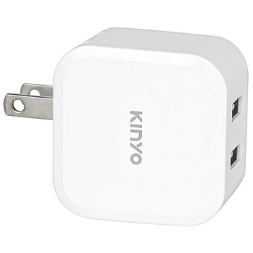 Kinyo 5V2.4A 雙孔USB充電器  白色  1個