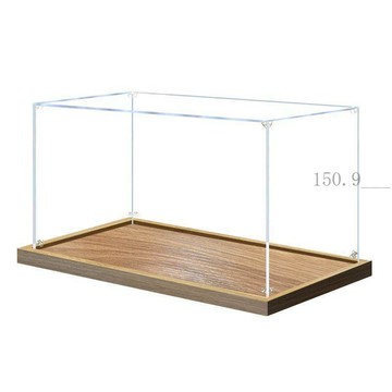 🌟臺灣出貨🌟木色底亞克力透明展示盒高達模型樂高玩具收納盒積木手辦防塵罩子  壓克力展示盒 公仔展示盒 透明展示盒