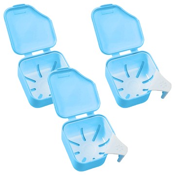 日式假牙套清潔雙層浸泡盒 藍色  1入  3入