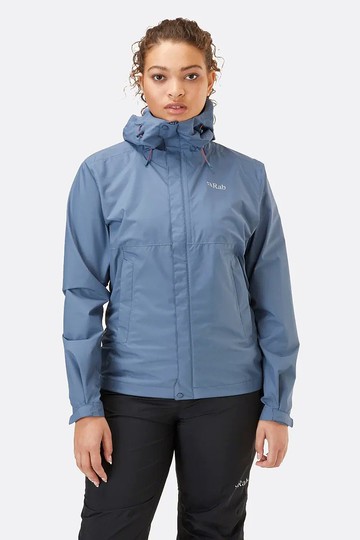 【Rab】Downpour Eco Jacket 輕量防風防水連帽外套 女 白令海藍