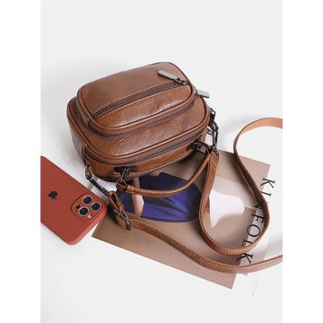 那馳軟皮包包2026新款手提包復古小方包休閑單肩小包多層斜挎包女