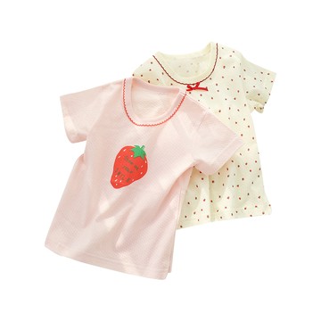 JoyNa - 2件入-兒童短袖上衣 純棉兒童T恤 薄款家居上衣-甜美草莓