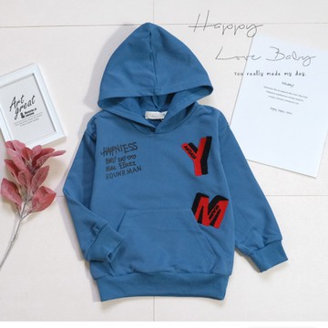 個性毛線大字母長袖連帽上衣 秋冬童裝 男童上衣 男童長袖 男童棉T 男童帽T 長袖上衣 秋冬上衣