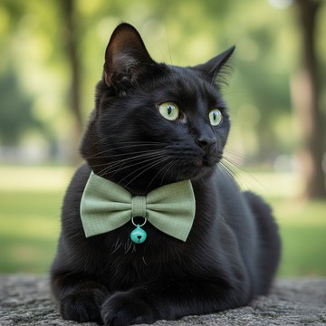 草綠色 蝴蝶結寵物裝飾項圈 貓咪 小型犬 迷你犬