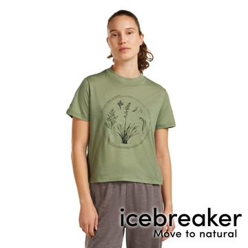 【icebreaker】女Tech Lite 羊毛圓領短袖短版上衣-150『若綠』0A57FY 戶外 露營 登山 健行 休閒 時尚 出國 旅遊 短袖 上衣