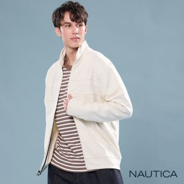 Nautica 男裝 質感細節風斜紋布大口袋外套 -米色