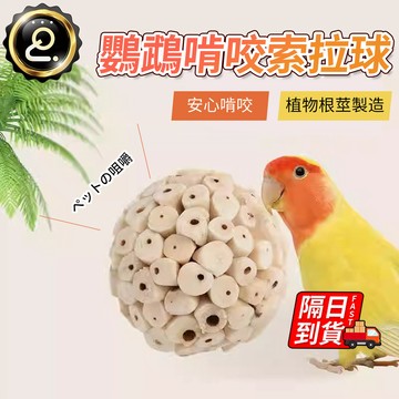 鸚鵡啃咬索拉球 啃咬玩具 植物根莖製造 索拉啃咬球 安心啃咬 鸚鵡玩具 索拉球 兔子磨牙 鸚鵡索拉球 QJ2729