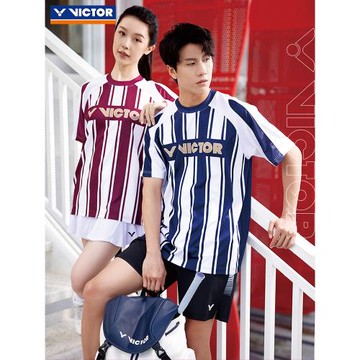 VICTOR威克多勝利羽毛球服訓練系列中性款針織運動短袖T恤T-50036