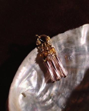 芒星鋯石管珠耳環 - 進口珠 / 紫