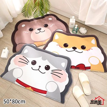 【傢飾美】卡通造型法蘭絨防滑吸水地墊 50x80cm (多款任選)