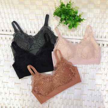 貝茵婷一片式無鋼圈透氣蕾絲睡眠文胸無痕調整全罩杯胸罩女士內衣