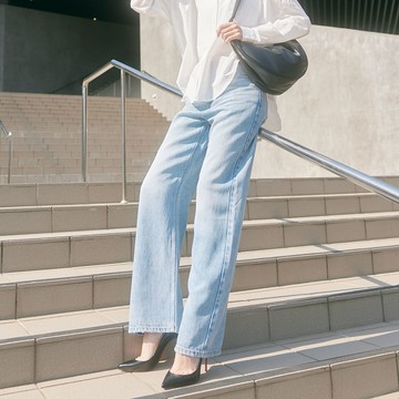 SOMETHING｜女裝｜萊賽爾厚磅寬丹寧直筒褲