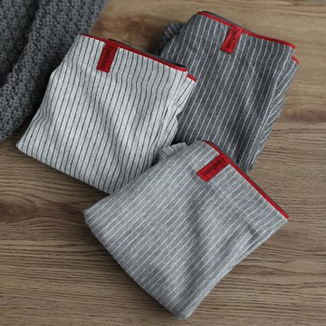 三條裝 男士內褲純棉舒適平角褲透氣條紋潮流中腰四角褲男短褲衩