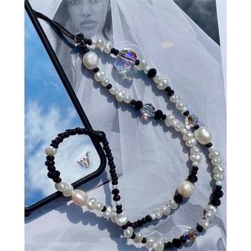 歐美小眾ins氣質異形巴洛克仿珍珠長款手機鏈防丟女生掛脖手機繩