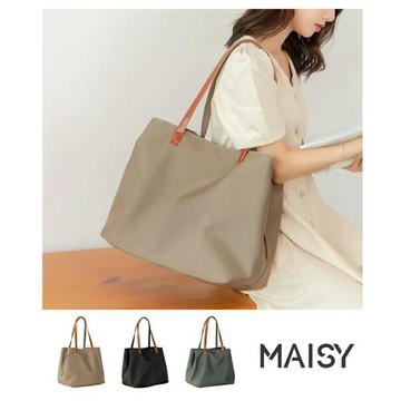 【MAISY】防潑水尼龍牛津布休閒手提包(現+預  黑色 / 焦糖色 / 墨綠色)