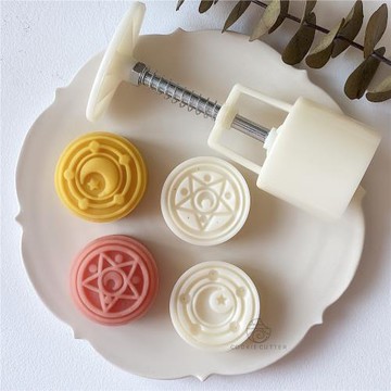 廣式卡通網紅美少女冰皮綠豆糕月餅模具 家用手壓式不沾50g