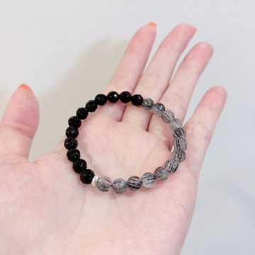 (專屬訂製款) 切面黑碧璽 黑髮晶 純銀 手鍊