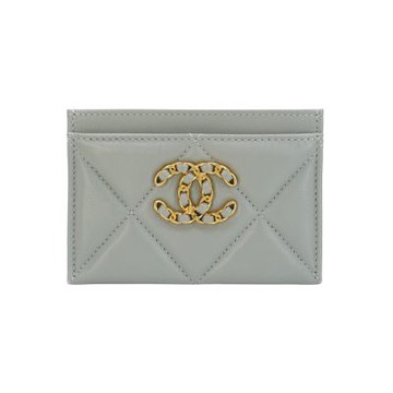 Chanel 香奈兒 19 金logo菱格紋羊皮卡夾(AP1167-灰)