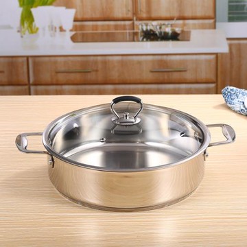 不銹鋼三汁燜鍋鍋具平底湯鍋火鍋電磁爐用鍋干鍋海鮮鍋201不銹鋼