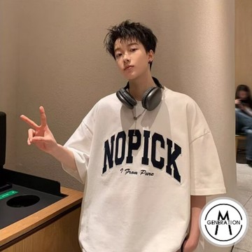 【M世代】落肩五分袖短T 寬鬆衣服 短袖衣服 印花T恤 五分袖 上衣 T恤 短T 素T 寬鬆短袖 ATHT366