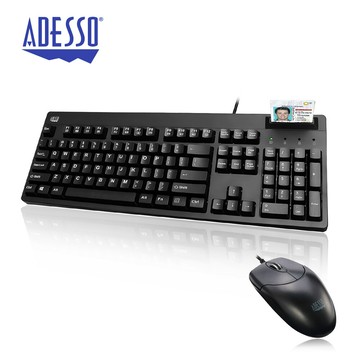 adesso 艾迪索ic讀卡機 有線鍵盤滑鼠組 台灣製 中文注音版 akb-630sb+m6