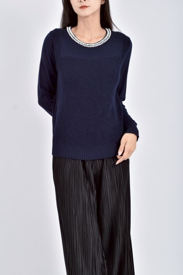 (S) perng yuh羊毛針織藍色長袖上衣