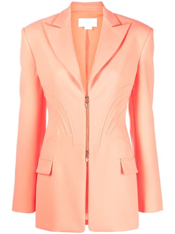 Genny - long-sleeve zip-up blazer - women - Polyester/Viscose/Elastane - 38 - Orange