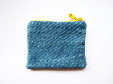迷你拉鍊包 零錢包 卡夾 牛仔藍