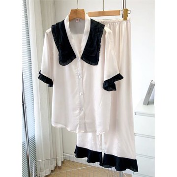 睡衣女夏季冰絲短袖長褲2025新款大牌風高級感網紅家居服兩件套裝