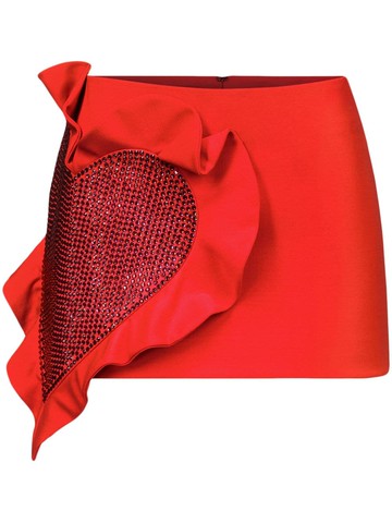 AREA - heart-embellished miniskirt - women - Virgin Wool/Elastane/Viscose - 10 - Red