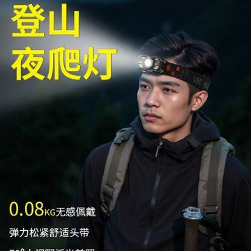 新款登山頭燈戶外強光超亮可充電感應頭戴式超長續航夜爬徒步登山