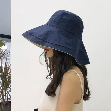 大帽檐可摺疊收納雙面遮陽帽-素色(KD-0867)