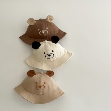 ➳𝙈𝙊𝙈𝙊𝙨𝙝𝙤𝙥熊熊造型漁夫帽 兒童造型漁夫帽 熊熊圖案遮陽帽 小童帽 遮陽帽 寶寶帽 幼兒帽 嬰幼兒熊耳漁夫帽