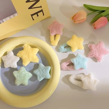 現貨💕星星髮卡 可愛五角星髮夾 毛絨星星髮夾 甜美鴨嘴bb夾 劉海夾 側邊夾 多巴胺髮夾 碎髮邊夾 髮飾批發 髮卡
