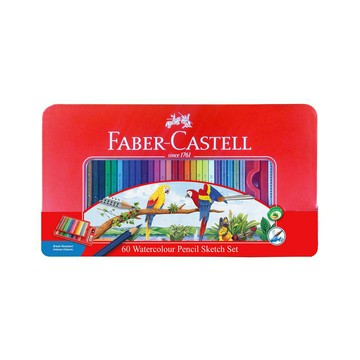 FABER-CASTELL 輝柏 水性 彩色鉛筆 水彩色鉛筆 附水彩筆 鐵盒 60色 /盒 115965【APP滿額下單4%點數(單一帳號最高1500點)】5/31止