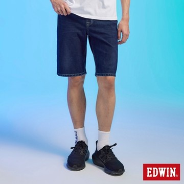 EDWIN 男裝 JERSEYS 迦績 冰河玉寬鬆牛仔短褲-原藍磨