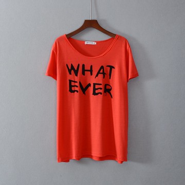 夏款女裝短袖寬松圓領字母印花創意T恤衫上衣服潮
