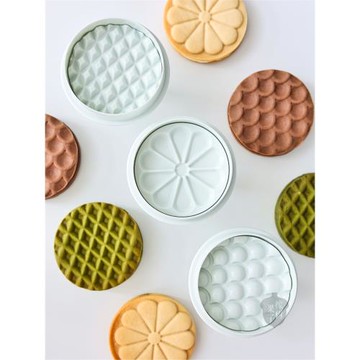 橡樹果子北歐ins風復古立體小花夾心餅干模具 親子烘焙按壓式面皮