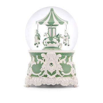 讚爾藝術 JARLL ART｜莫蘭迪綠洛可可旋轉木馬水晶球音樂盒擺件