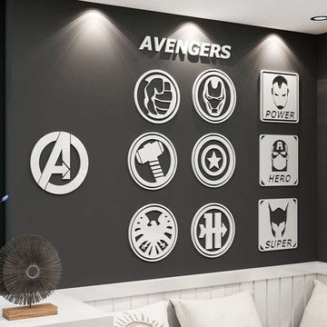 漫威英雄復仇者聯盟圖標墻貼男生臥室墻面貼紙宿舍裝飾海報大學生