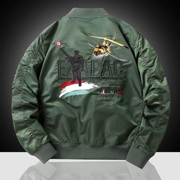 飛行員外套男潮牌刺繡春秋薄款潮流棒球服直升機多口袋夾克軍旅風