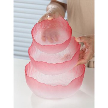 ins小清新餐具玻璃碗韓式水果甜品蓮霧粉沙拉碗不規則日式漸變碗