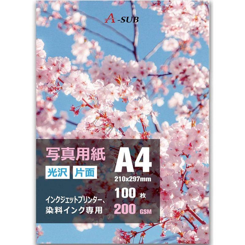 A-SUB 写真用紙 厚手光沢紙 超きれい 0.23mm A4判 100枚入り インクジェットプリンター用紙