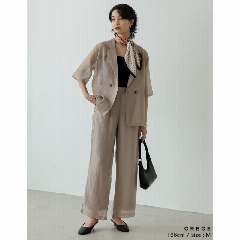 ジャケット シアー感 ソリッド 半袖 2colors S/L セール】【2025SS】半袖シアーラインジャケット（テーラード