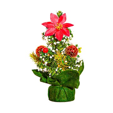 迷你聖誕樹 Set 4個 PVC+塑膠+布  22 x 5.5cm  綠布紅樹