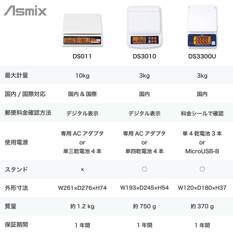 アスカ 料金表示デジタルスケール 最大計量3kg 国内郵便料金を瞬時に