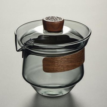 玻璃蓋碗茶杯耐熱防燙手抓壺單個泡茶杯大號功夫茶具家用茶碗帶蓋