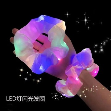 桃園出貨✨led發光大腸髮圈韓國酒吧夜店蹦迪閃光髮圈頭繩皮筋髮飾大腸圈