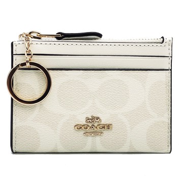【COACH】C LOGO悠遊卡夾鑰匙零錢包(白)